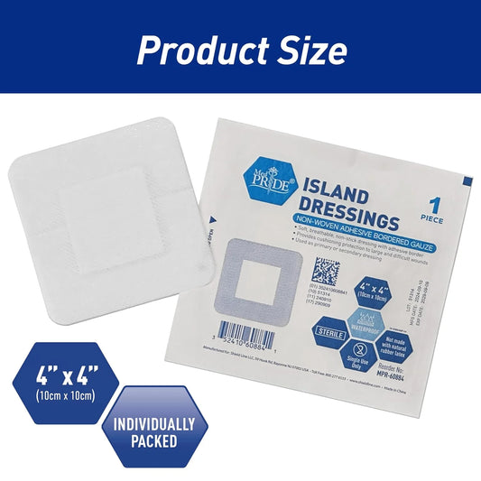 Bordered Gauze Island Dressing for Wounds First Aid Kit Supplies, 25-Pack
