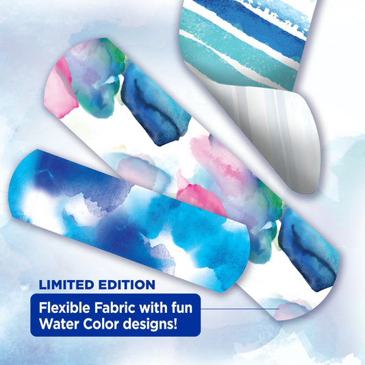 Brand Flexible Fabric Bandages, Water Color, Assorted, 30 Count