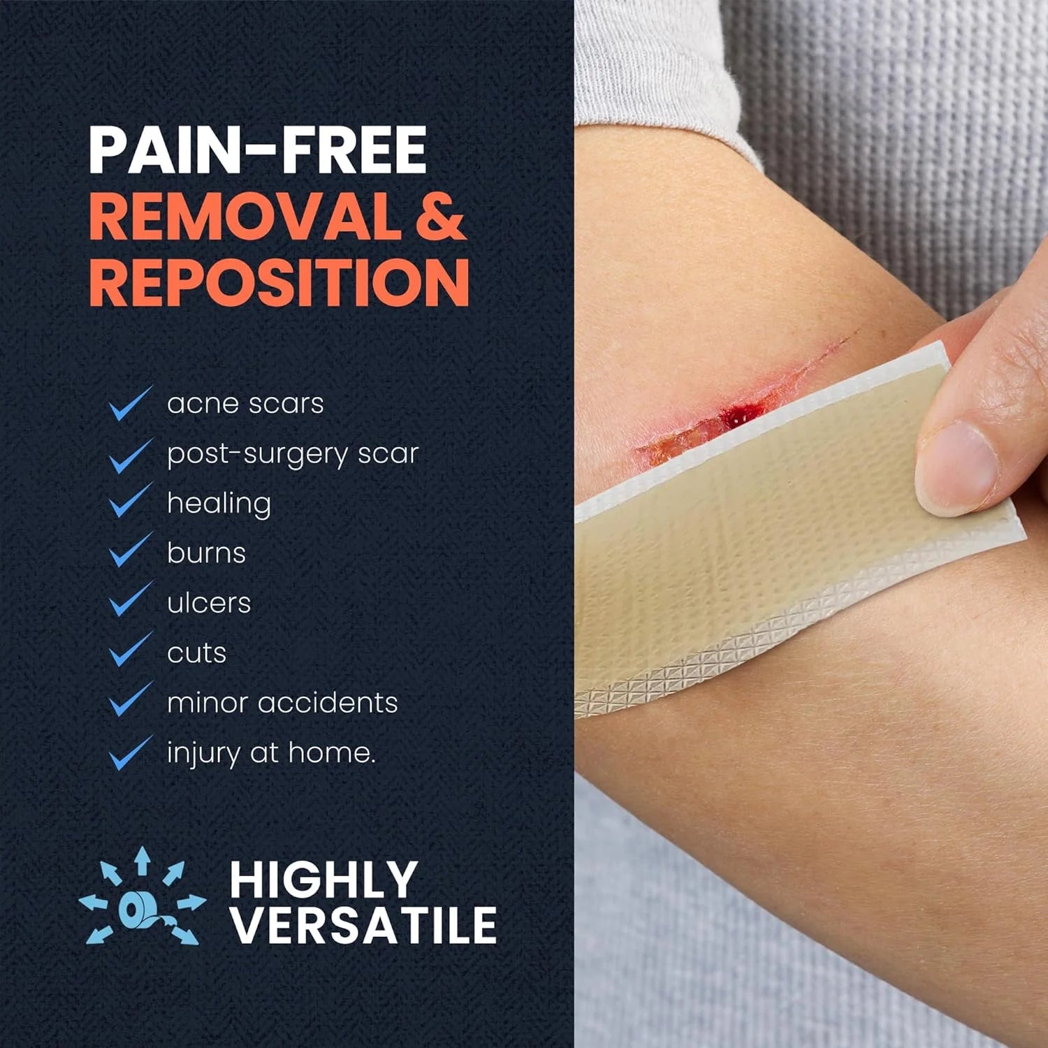 Med Pride Medical-Grade Silicone Bandages 1.5" X 1.6 Yards, Waterproof Skin Tape for Scar & Wound Care