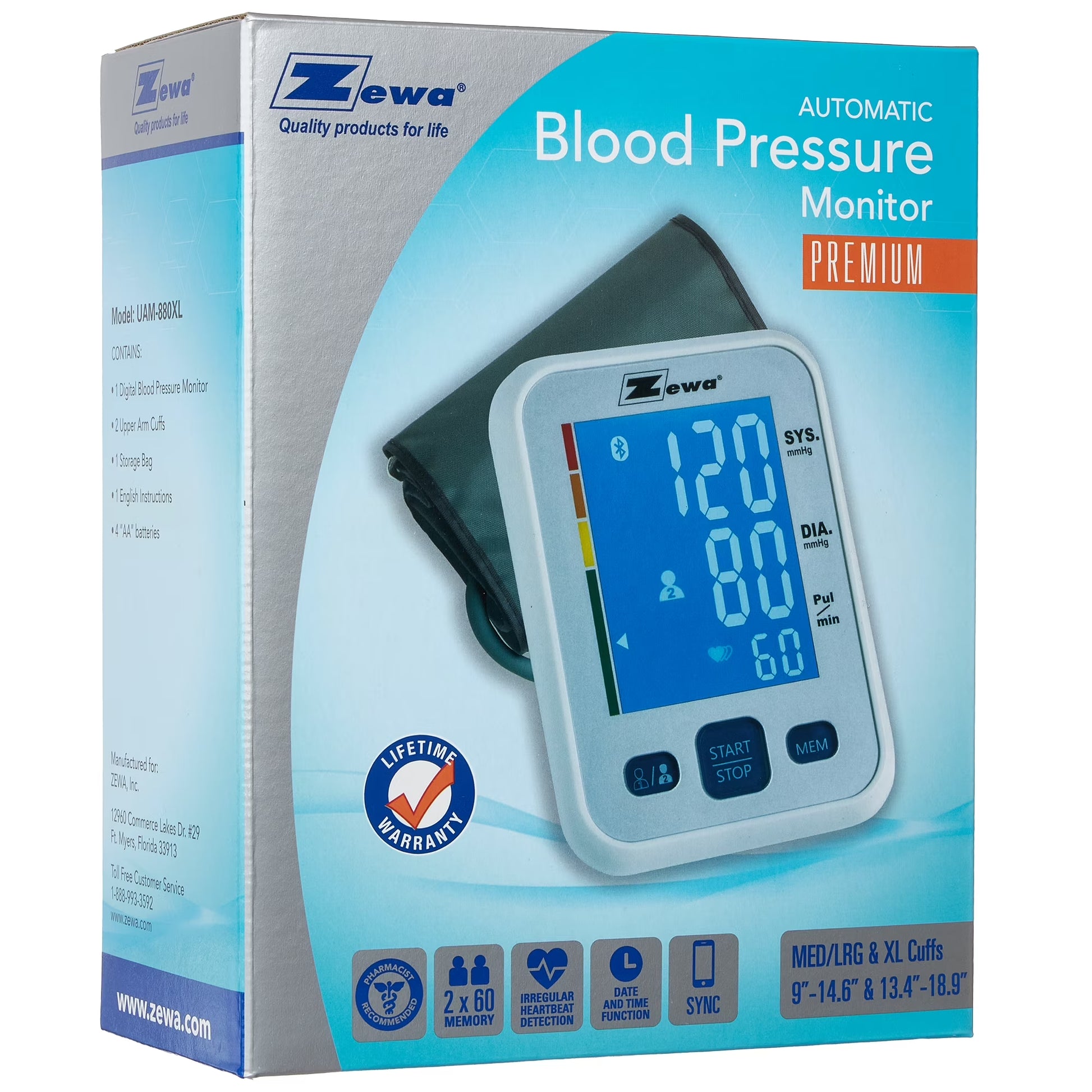 UAM-880UA "Premium" Upper Arm Blood Pressure Monitor with Bluetooth