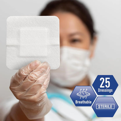 Bordered Gauze Island Dressing for Wounds First Aid Kit Supplies, 25-Pack