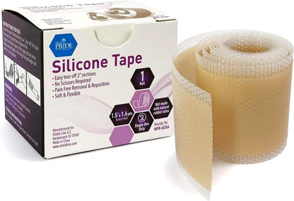 Med Pride Medical-Grade Silicone Bandages 1.5" X 1.6 Yards, Waterproof Skin Tape for Scar & Wound Care
