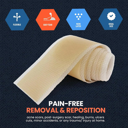 Med Pride Medical-Grade Silicone Bandages 1.5" X 1.6 Yards, Waterproof Skin Tape for Scar & Wound Care