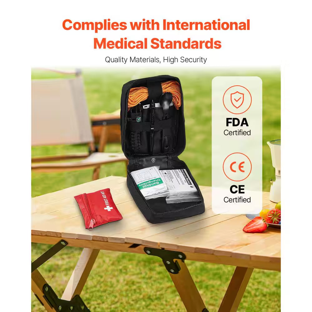 Survival First Aid Kit 250 Pieces 600 D Nylon Trauma First Aid Bag Survival Gear and Equipment Emergency Kits