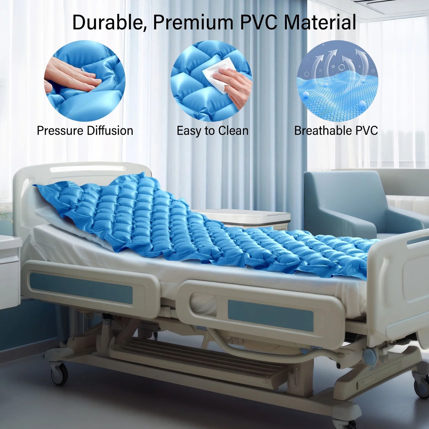 Alternating Air Pressure Mattress Pad, Medical Grade Relief Ulcer Bed Sores Air Mattress for Hospital Bed and Home Use