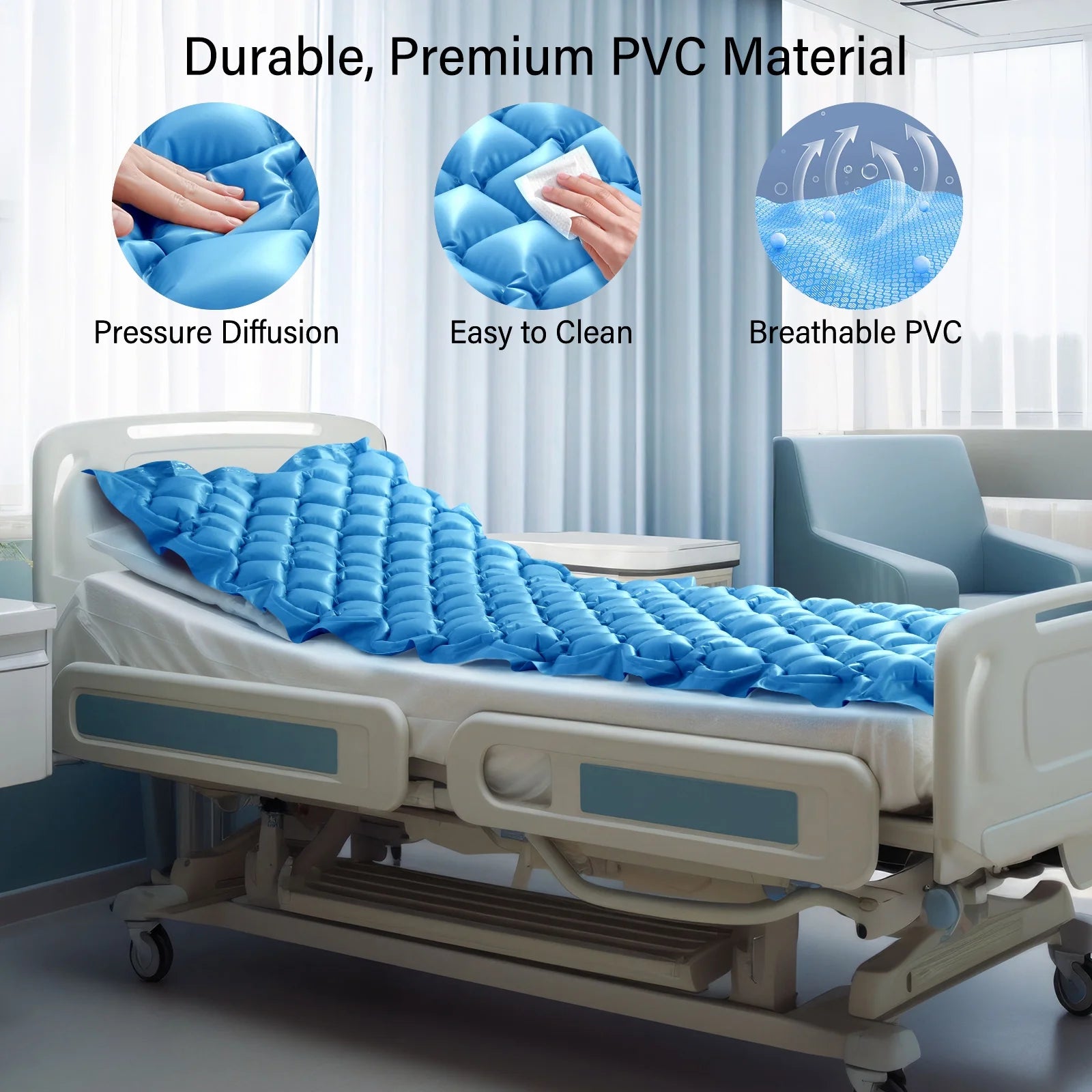 Alternating Air Pressure Mattress Pad, Medical Grade Relief Ulcer Bed Sores Air Mattress for Hospital Bed and Home Use