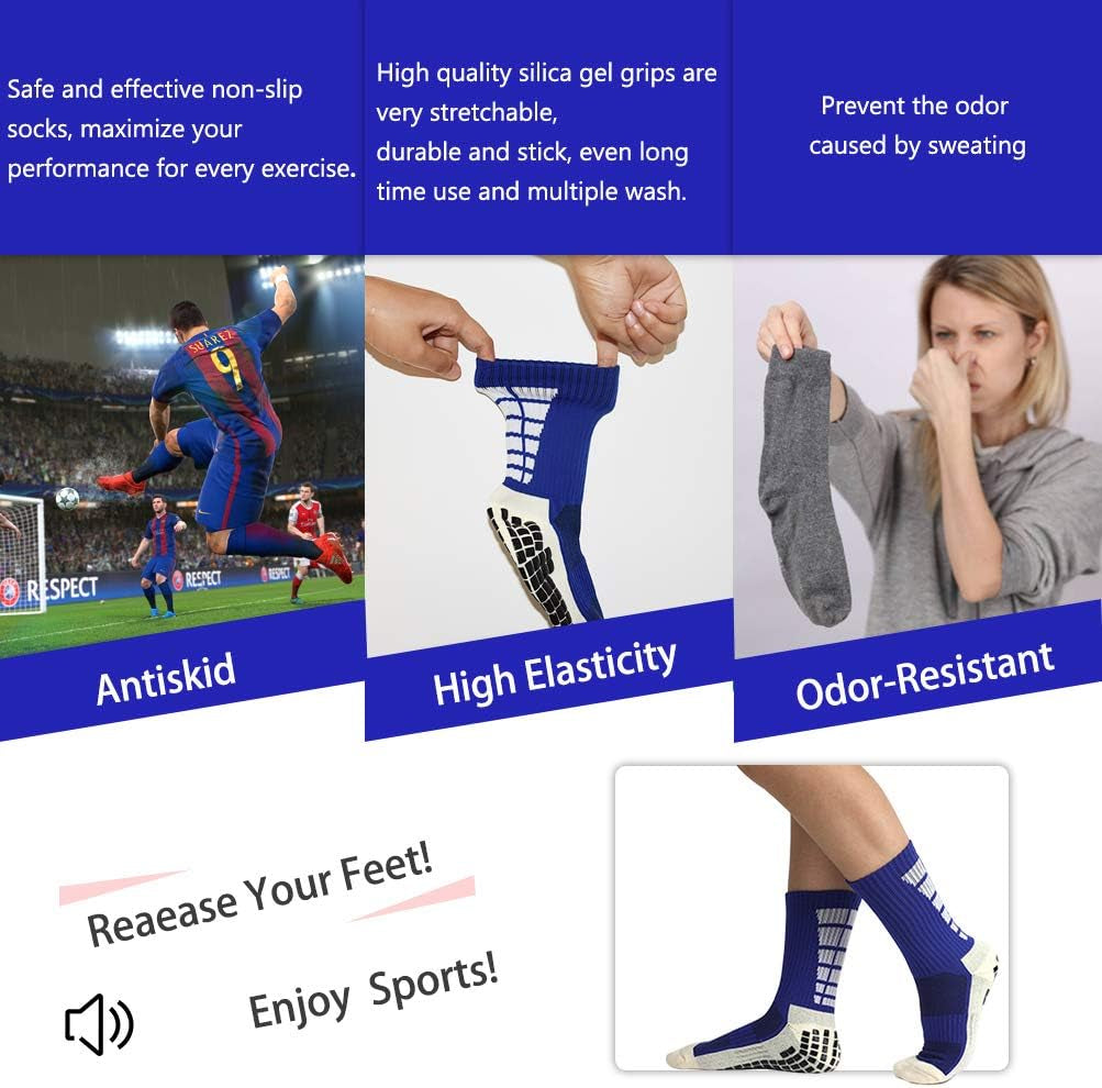 3 Pairs Non Slip Hospital Socks, anti Slip Non Skid Slipper Hospital Socks with Grips for Adults Men Women Elderly