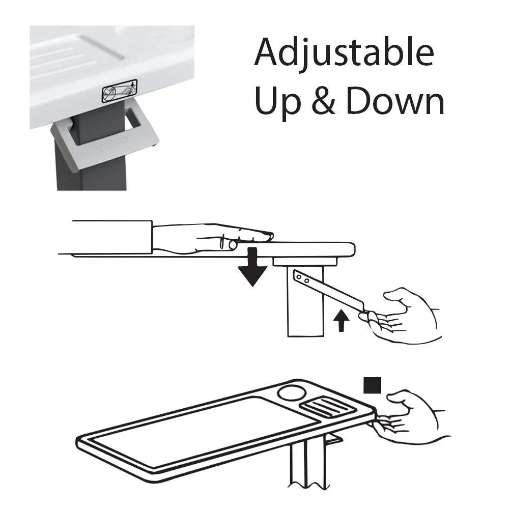 Adjustable Overbed Table with Wheels for Hospital and Home Use, Adjustable and Portable
