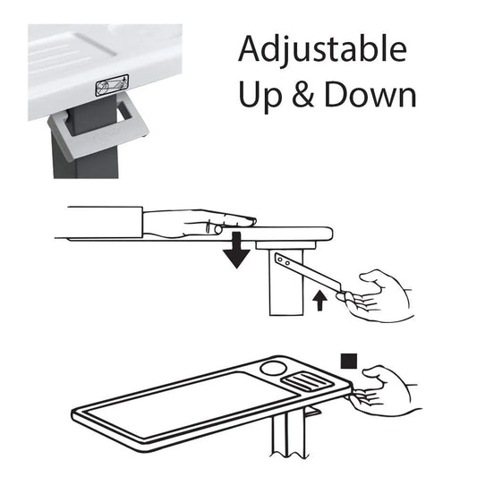 Adjustable Overbed Table with Wheels for Hospital and Home Use, Adjustable and Portable