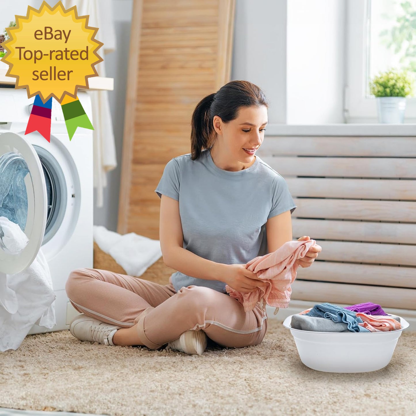 6 Pack Wash Basins, Rectangular Plastic Hospital Bedside Soaking Tub