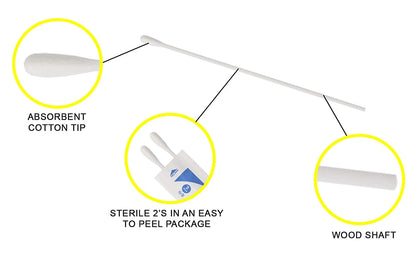 Cotton Tip Applicators, Sterile - 3", 2/Pack, 100 Packs/Box