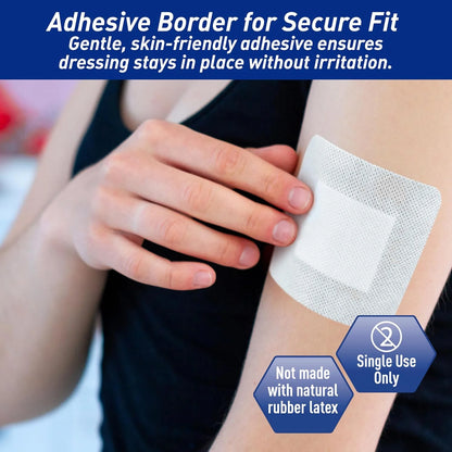 Bordered Gauze Island Dressing for Wounds First Aid Kit Supplies, 25-Pack