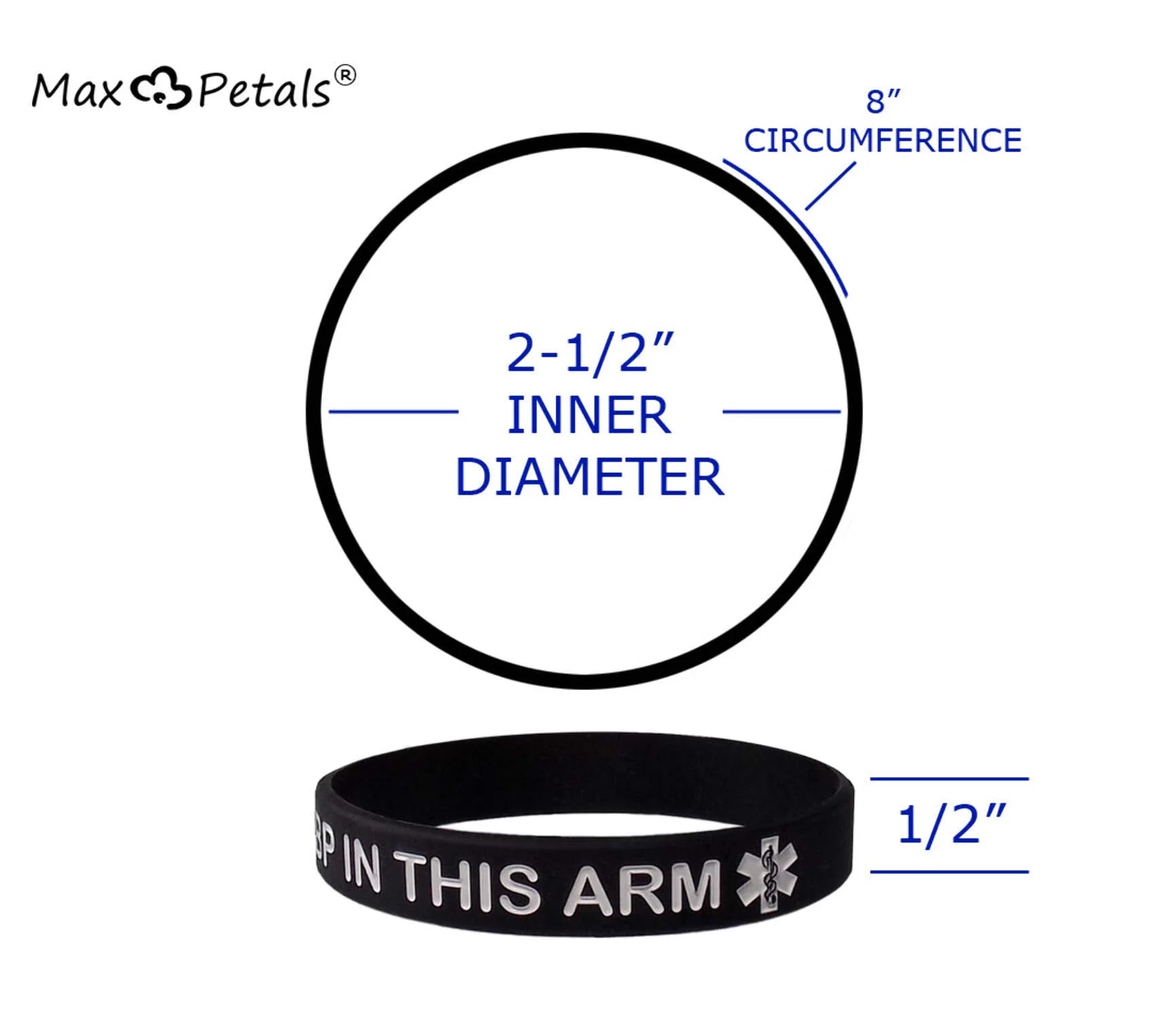 4 PACK UNISEX - Lymphedema Alert "NO NEEDLES or BP THIS ARM" Wristbands