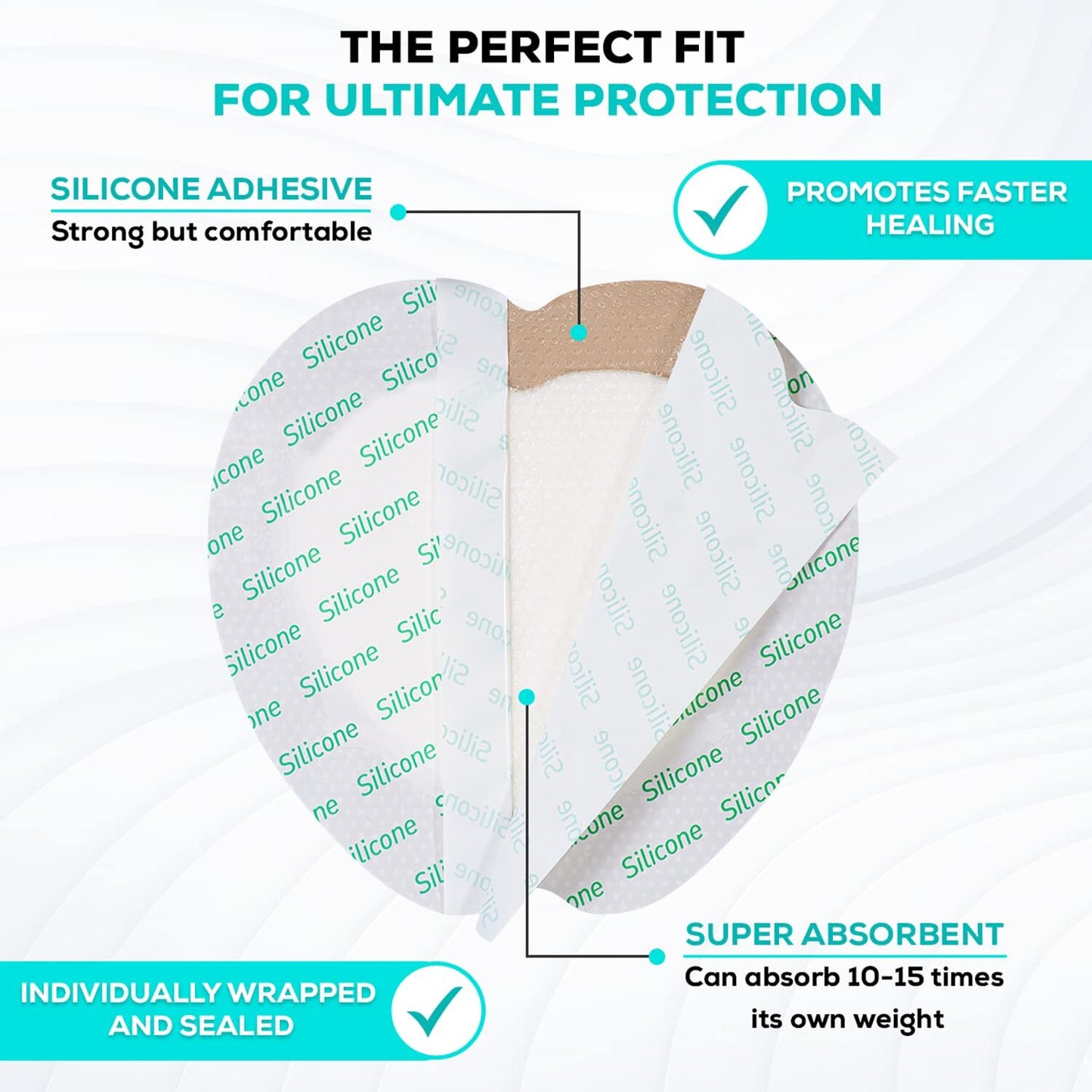 Medvance 5 Count 7X7 Bordered Silicone Foam Dressings for Wound Care