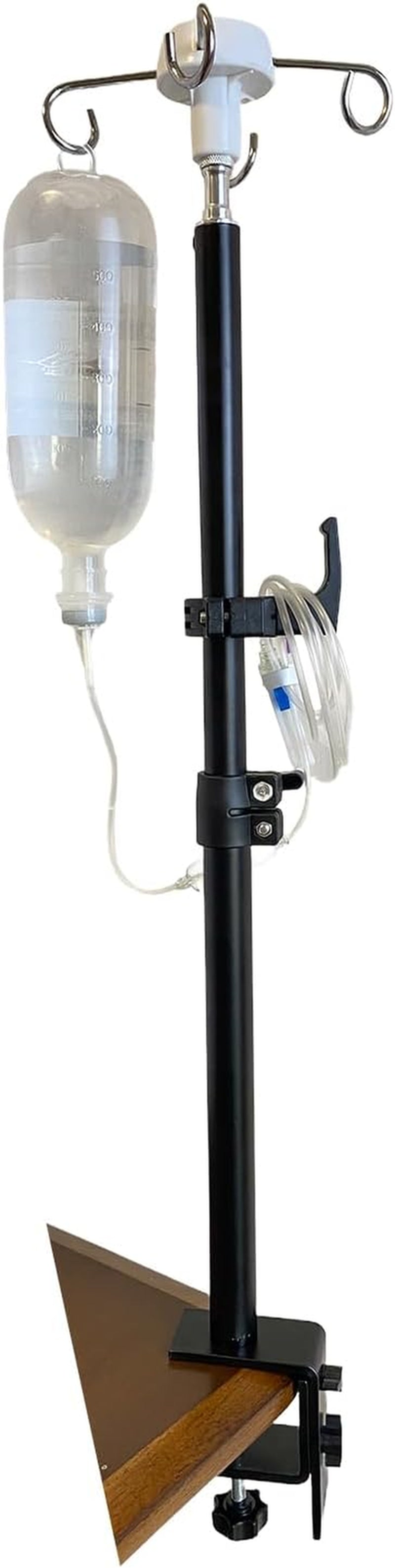 Portable IV Pole Stand, Foldable Adjustable IV Holder with 4 Hooks for Home Care