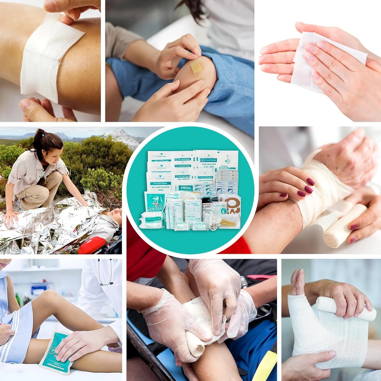 160 Piece First Aid Kit Refill - Portable Replacement Medical Supplies, Basic Outdoor Essentials Survival Kit, for Office, Business, Home or Car Boxes and Cabinets