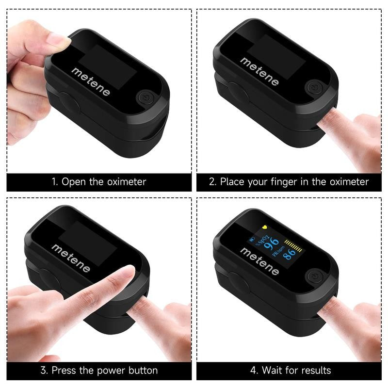 Pulse Oximeter Fingertip with Batteries & Lanyard, OLED Blood Oxygen Saturation
