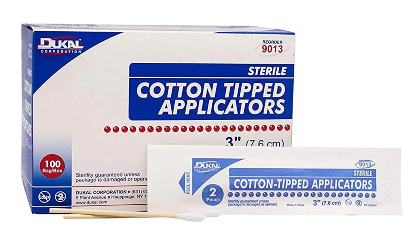 Cotton Tip Applicators, Sterile - 3", 2/Pack, 100 Packs/Box