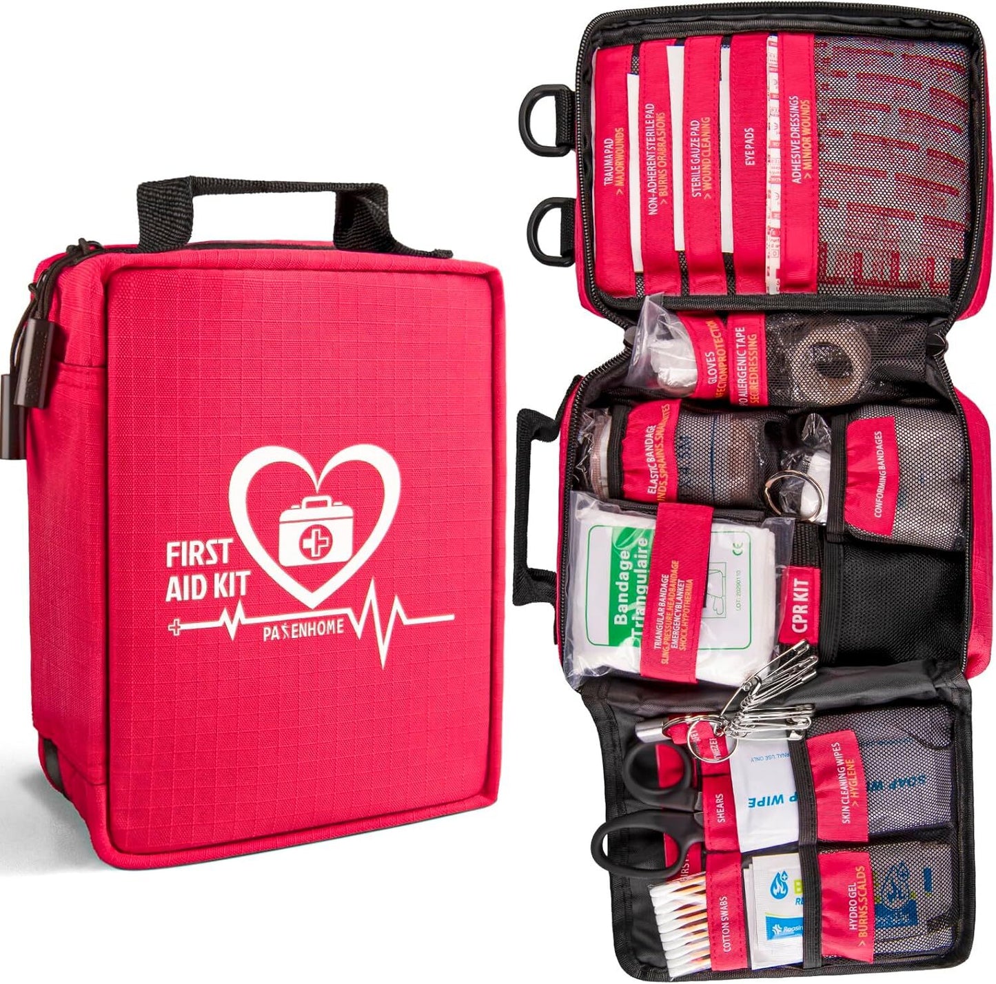 First Aid Kit, Trauma First Aid Kits with Labelled Compartments Molle System,