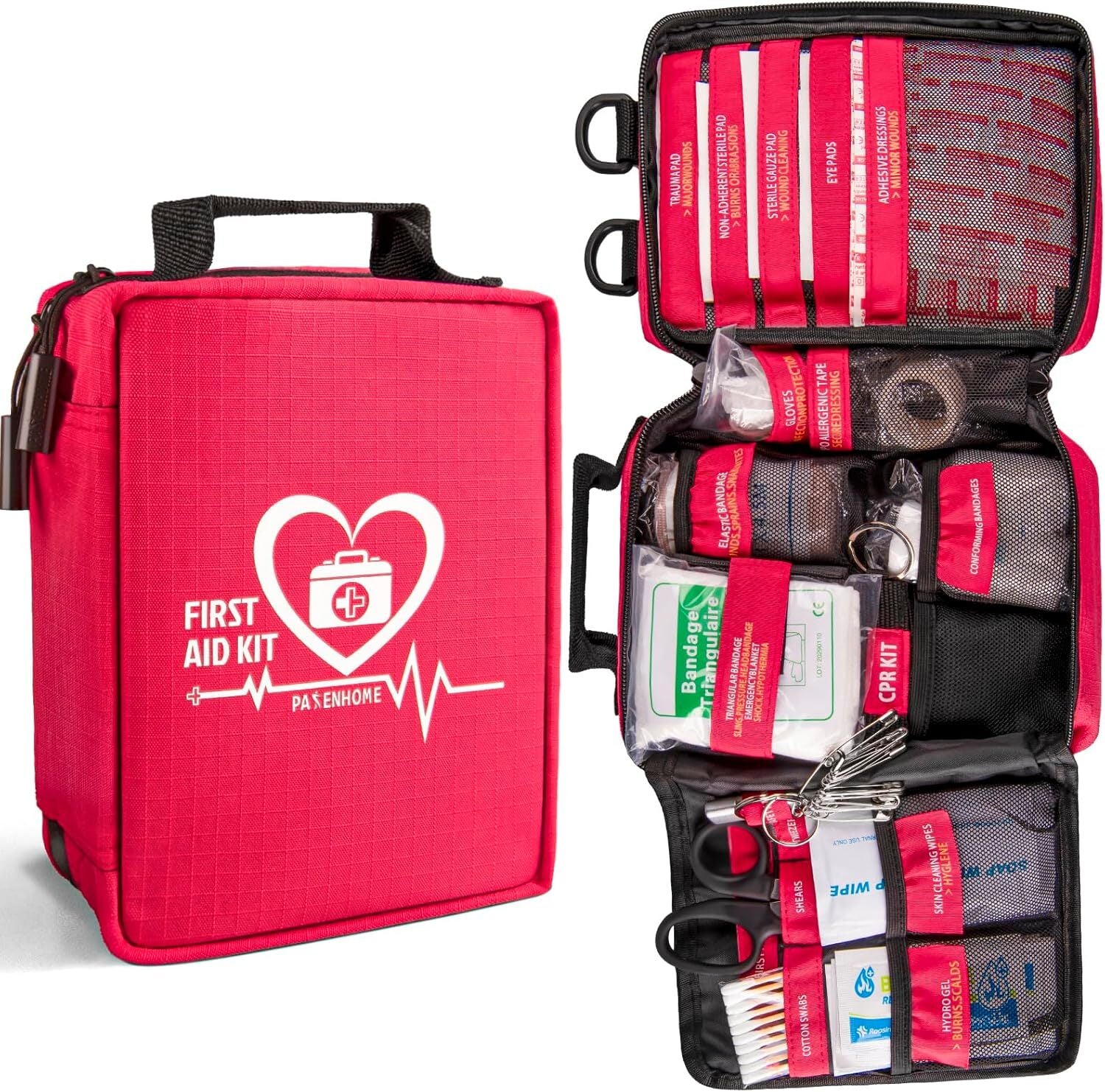 First Aid Kit, Trauma First Aid Kits with Labelled Compartments Molle System,
