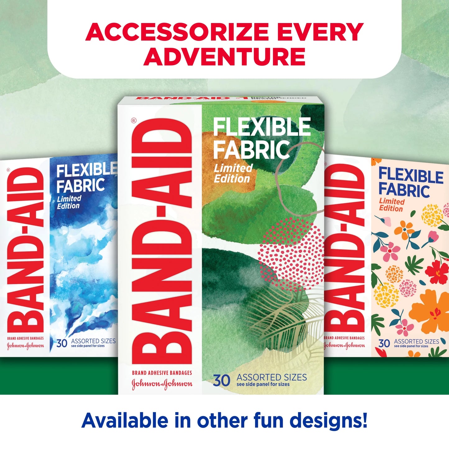 Brand Flexible Fabric Bandages, Forest, Assorted, 30 Count