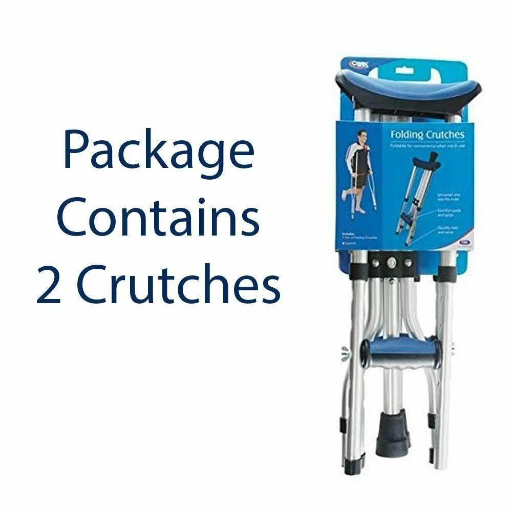 Aluminium Folding Underarm Crutches for Youth, Adult, and Tall Users, 250 Lb Capacity, Gray