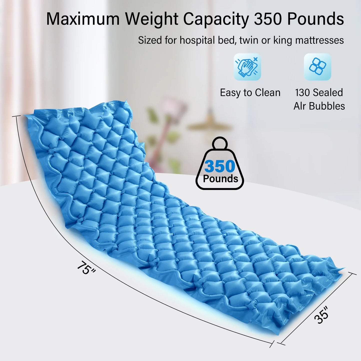 Alternating Air Pressure Mattress Pad, Medical Grade Relief Ulcer Bed Sores Air Mattress for Hospital Bed and Home Use