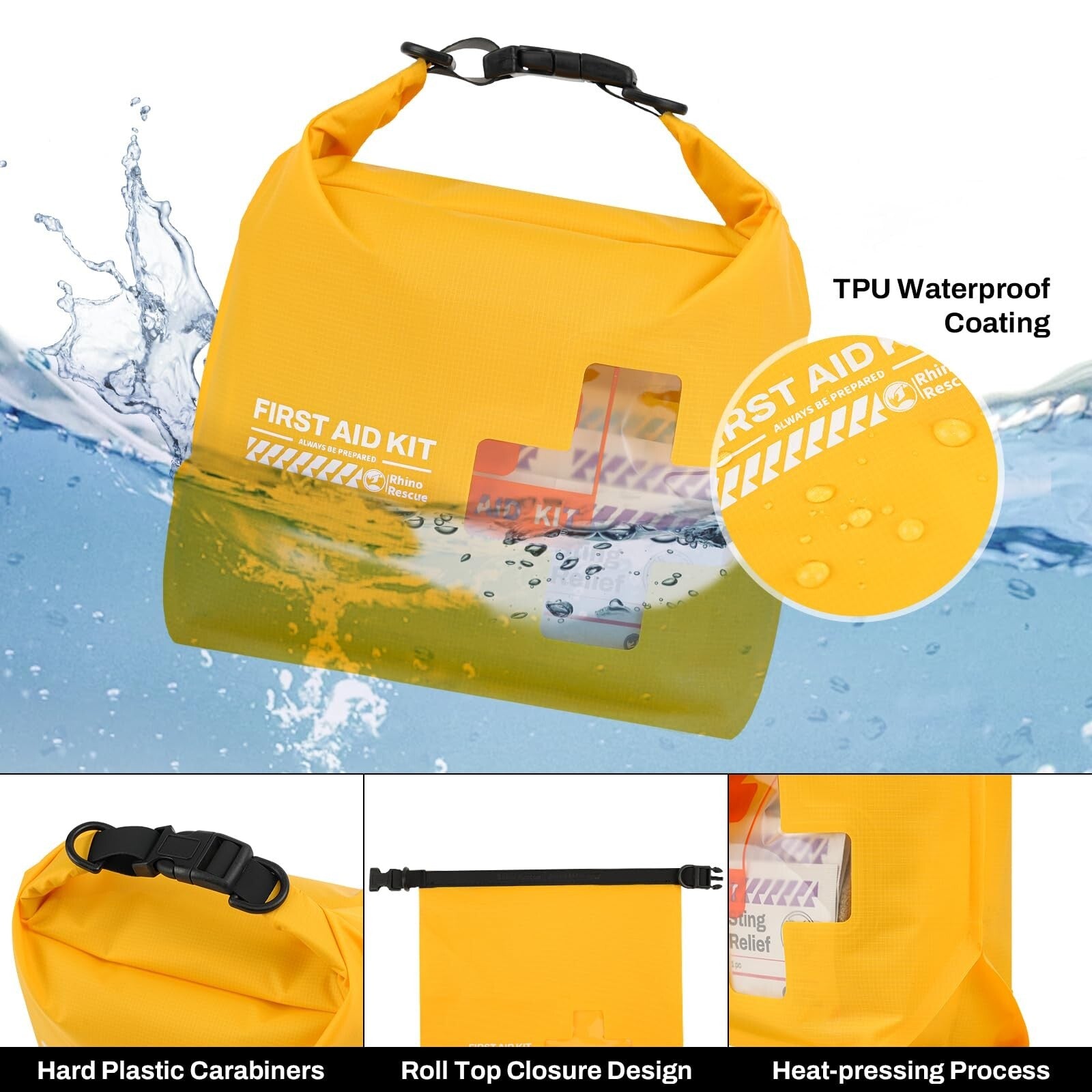 RHINO RESCUE Waterproof First Aid Kit, Lightweight Boat Dry Bag, Emergency Su...