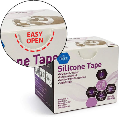 Med Pride Medical-Grade Silicone Bandages 1.5" X 1.6 Yards, Waterproof Skin Tape for Scar & Wound Care