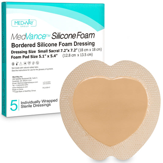 Medvance 5 Count 7X7 Bordered Silicone Foam Dressings for Wound Care