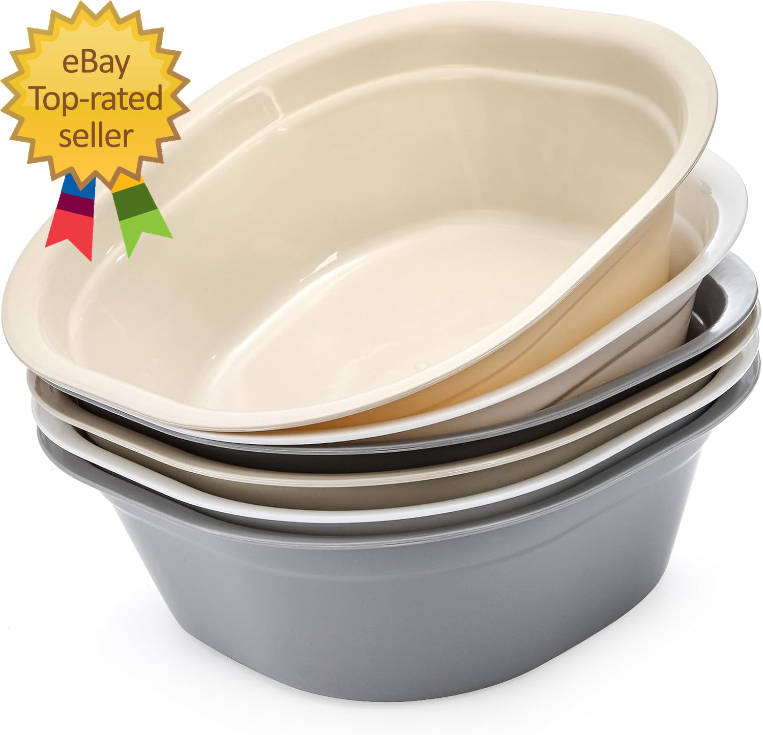 6 Pack Wash Basins, Rectangular Plastic Hospital Bedside Soaking Tub