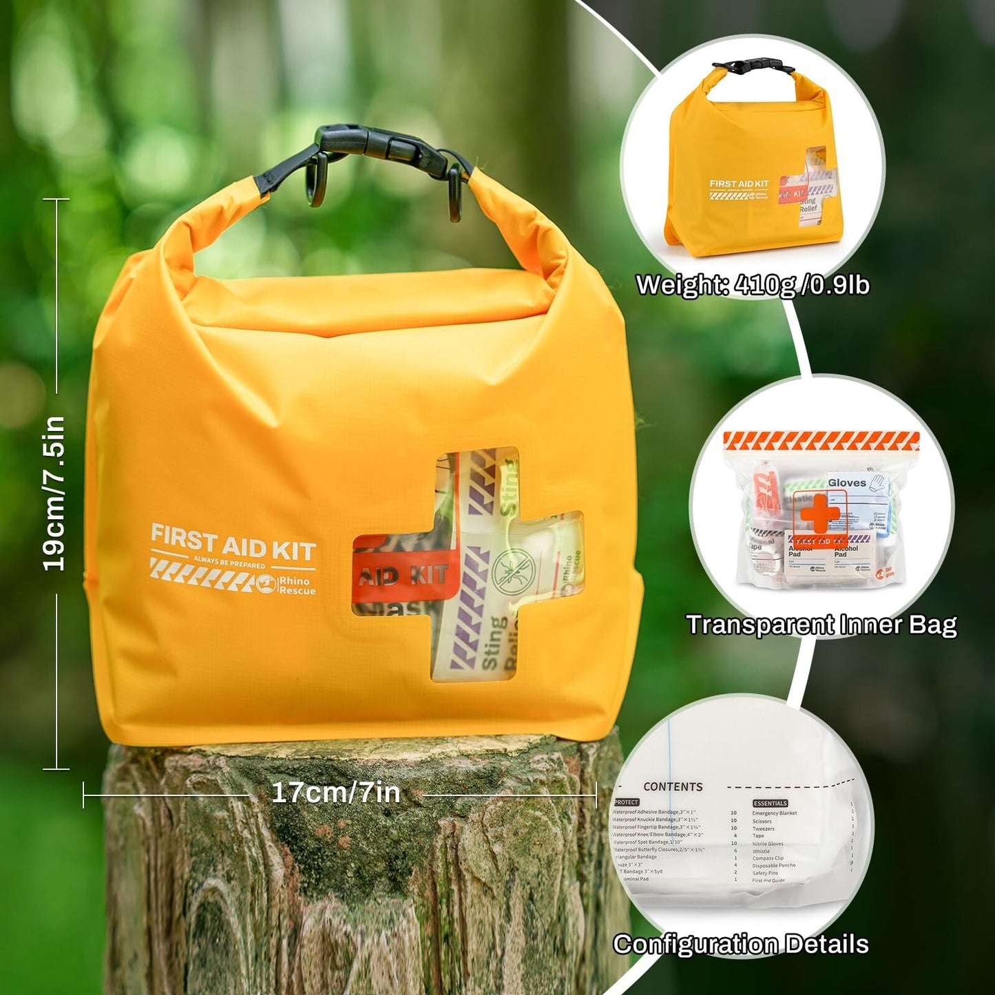 RHINO RESCUE Waterproof First Aid Kit, Lightweight Boat Dry Bag, Emergency Su...