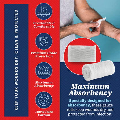 Bandage Rolls 48 Count, 2" X 4.1 Yds Medical Grade Gauze