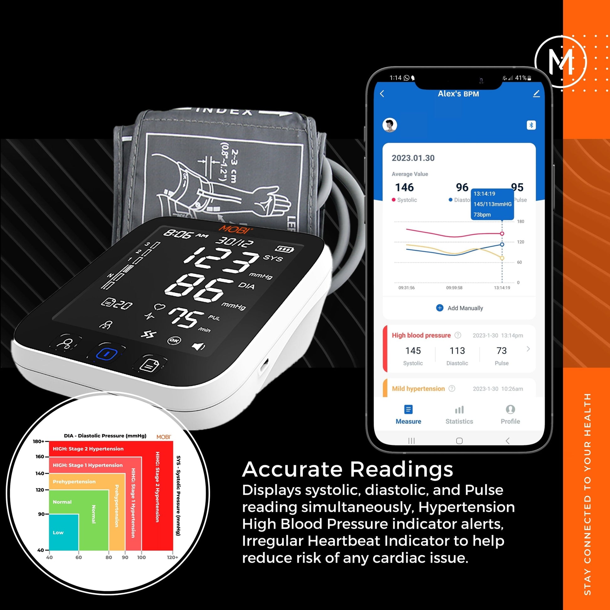 Connect Smart Bluetooth Upper Arm Blood Pressure Monitor Automatic Blood Pressure Machine