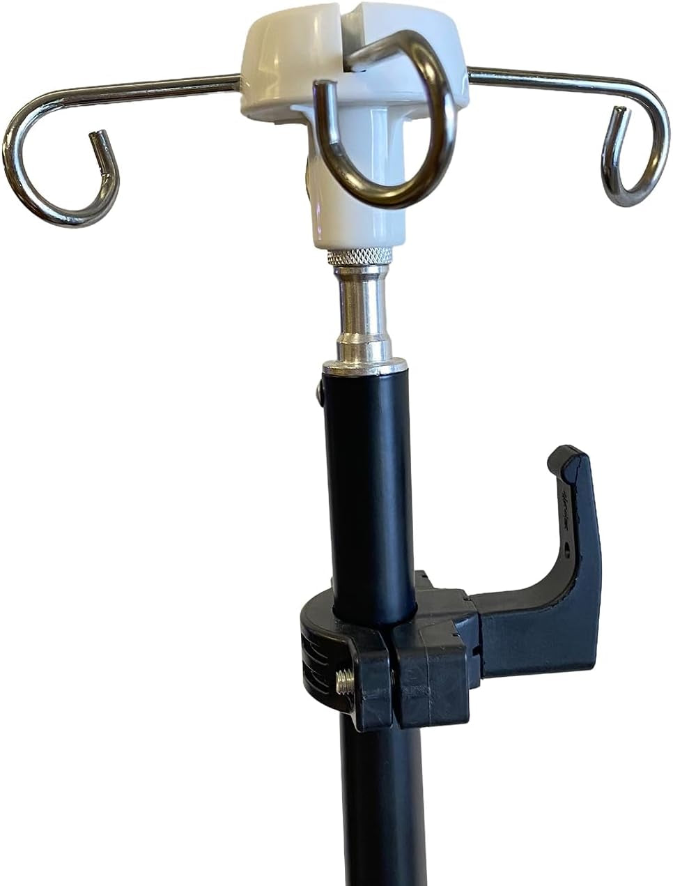 Portable IV Pole Stand, Foldable Adjustable IV Holder with 4 Hooks for Home Care