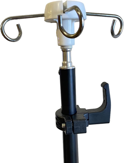Portable IV Pole Stand, Foldable Adjustable IV Holder with 4 Hooks for Home Care