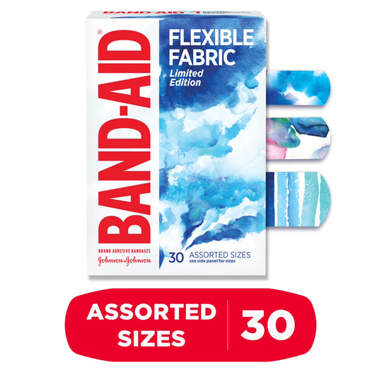 Brand Flexible Fabric Bandages, Water Color, Assorted, 30 Count