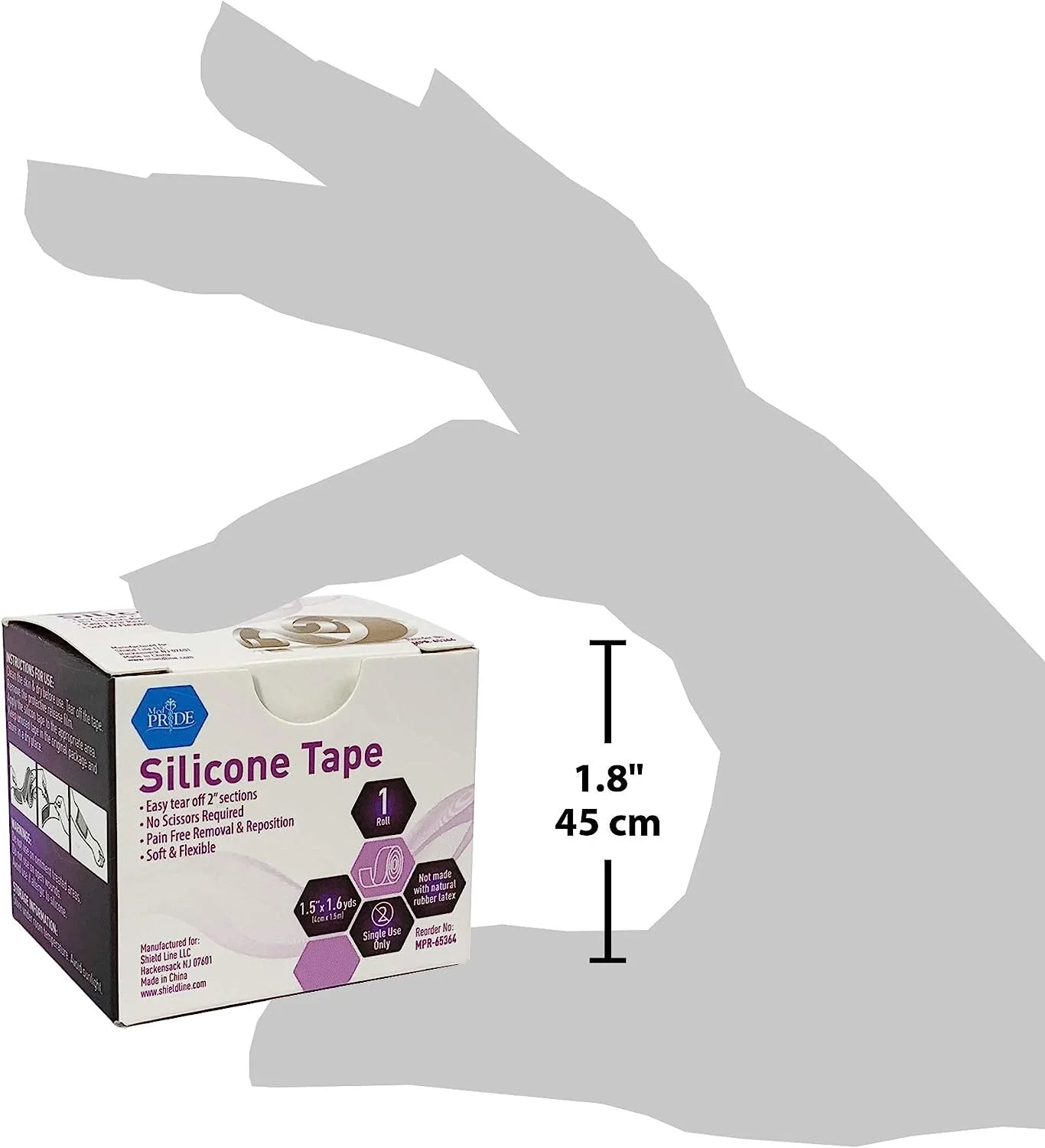 Med Pride Medical-Grade Silicone Bandages 1.5" X 1.6 Yards, Waterproof Skin Tape for Scar & Wound Care