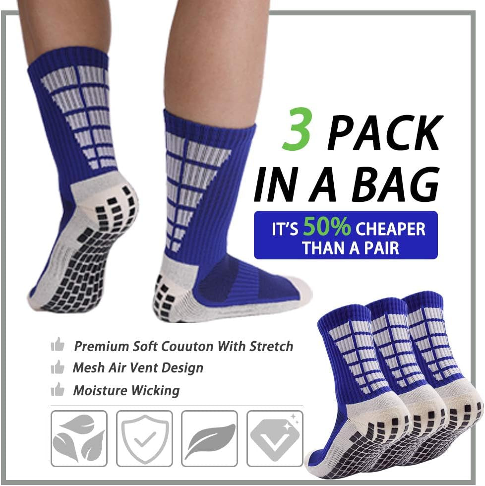3 Pairs Non Slip Hospital Socks, anti Slip Non Skid Slipper Hospital Socks with Grips for Adults Men Women Elderly