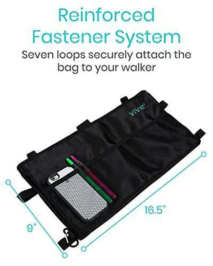 Vive Walker Bag - Water Resistant Accessory Basket Provides Hands Free Storage