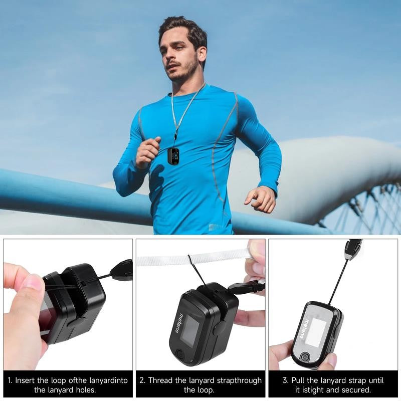 Pulse Oximeter Fingertip with Batteries & Lanyard, OLED Blood Oxygen Saturation