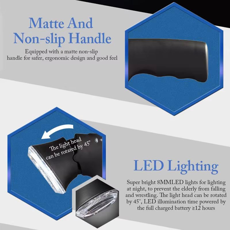 1Pcs Telescopic Folding Cane with Alarm LED Walking Trusty Sticks Cushionable Elder Crutches Elder Cane for Outdoor Travel