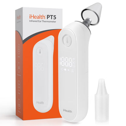 PT5 Digital Ear Thermometer for Babies, Toddlers, Kids, Adults. Baby Thermometer. Hyper Accuracy Infrared Sensor, Pre-Warmed Tip, Large Digits, Sturdy, All-In-One Kit for Home Travel