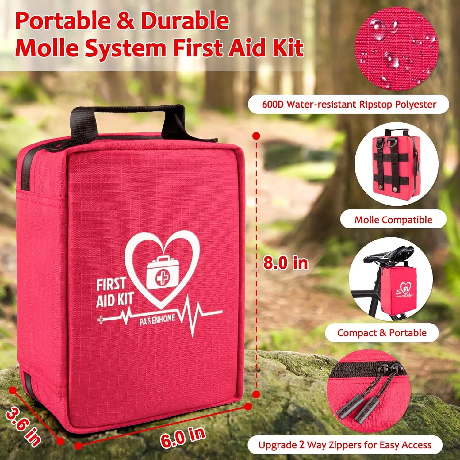 First Aid Kit, Trauma First Aid Kits with Labelled Compartments Molle System,