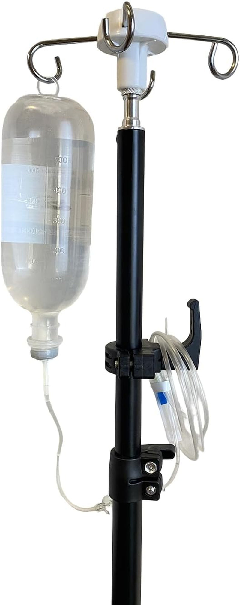 Portable IV Pole Stand, Foldable Adjustable IV Holder with 4 Hooks for Home Care