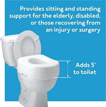Toilet Seat Riser Adds 5 Inch of Height to Toilet Raised Toilet Seat